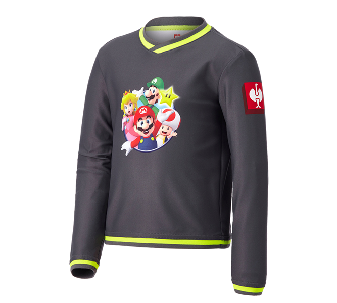 Main view, Clothing, Super Mario functional Longsleeve, children’s, anthracite