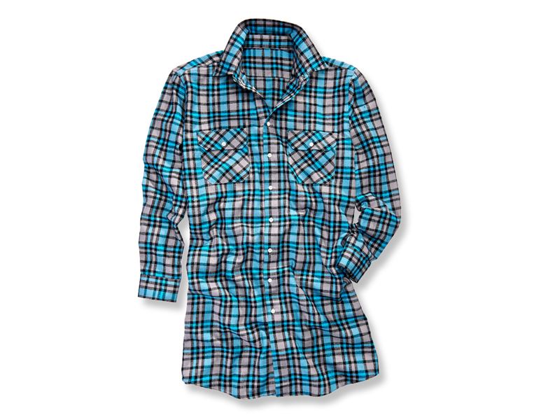Main view, Shirts, Cotton shirt Bergen, extra long, cement/dark petrol/graphite
