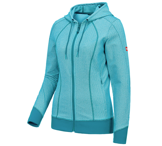 Vue principale, Vestes polaires | Vestes en tricot, e.s. Veste à capuche fonct. herringbone, femmes, océan