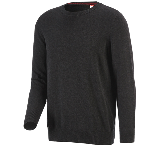 Main view, Basics, e.s. Knitted pullover, round neck, graphite melange