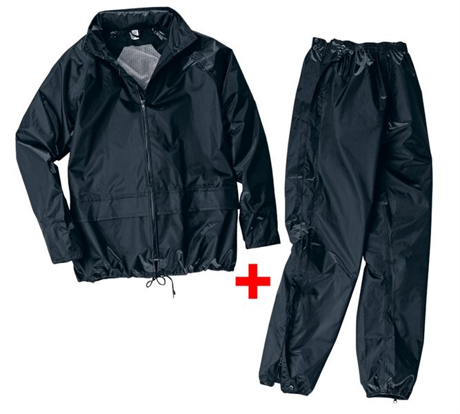 Main view, Clothing, Rain jacket/trousers set, black