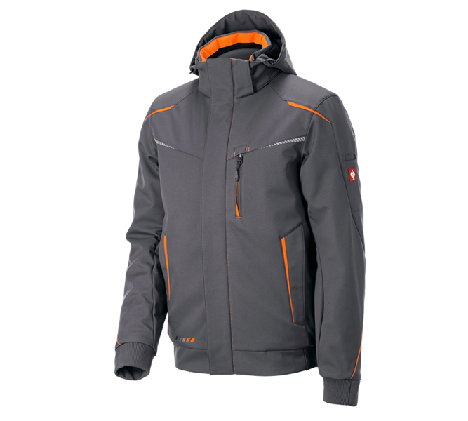 Main view, e.s.motion 2020 anthracite/high-vis orange, Winter softshell jacket e.s.motion 2020, men's, anthracite/high-vis orange