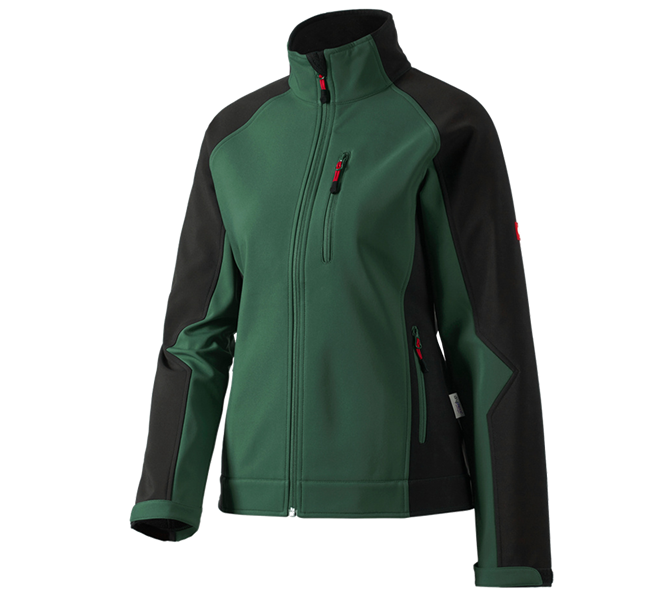 Vue principale, Horti-/ Sylvi-/ Agriculture, Veste Softshell dryplexx® softlight, femmes, vert/noir