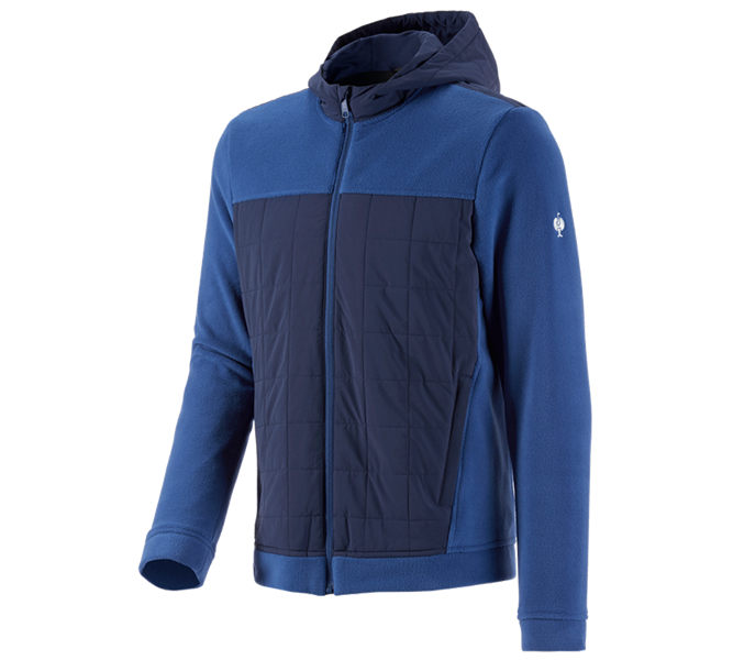 Main view, Medical | Healthcare, Hybrid fleece hoody jacket e.s.concrete, alkaliblue/deepblue