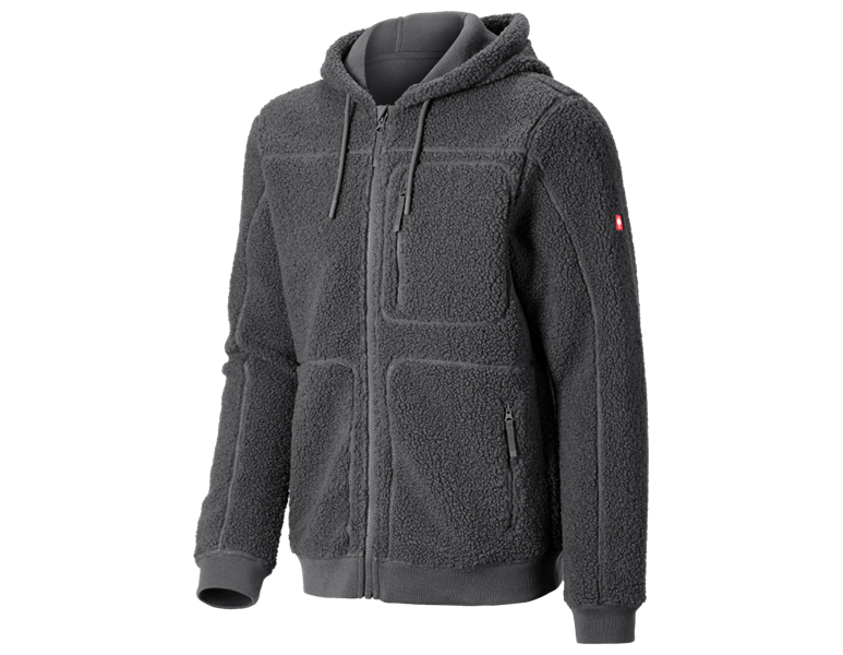 Main view, Fleece Jackets | Knitted Jackets, Faux fur hooded jacket e.s.e:pic, carbongrey