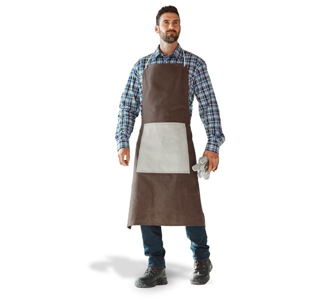 Vue principale, Tabliers professionnels, Tablier en toile avec renfort en cuir au ventre, brun rouge/blanc