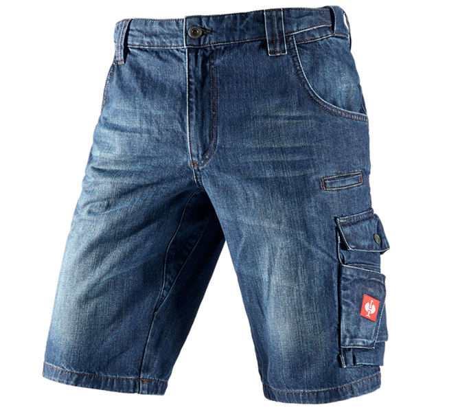 Main view, Work Trousers, e.s. Worker denim shorts, darkwashed