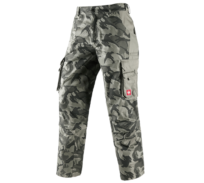 Main view, Work Trousers, Zip off trousers e.s. camouflage, camouflage stonegrey