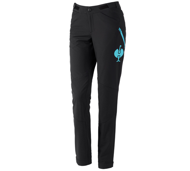 Main view, Topics, Functional trousers e.s.trail, ladies', black/lapisturquoise