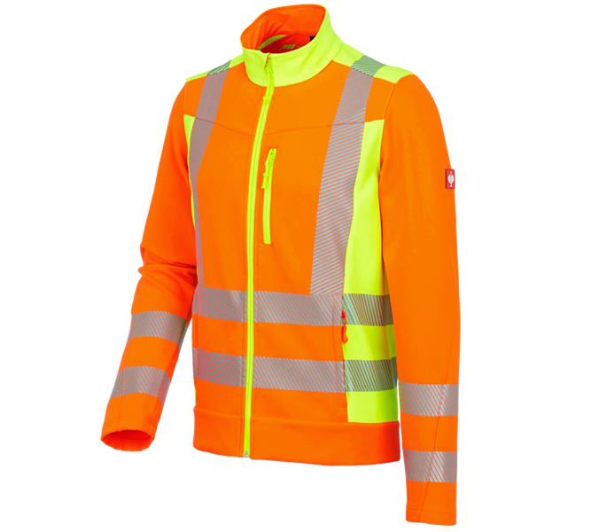 Main view, e.s.motion 2020, High-vis softshell jacket softl. e.s.motion 2020, high-vis orange/high-vis yellow