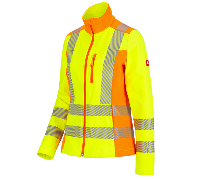 Vue principale, Vestes softshell, Veste softsh.signal.softlight e.s.motion 2020, fem, jaune fluo/orange fluo