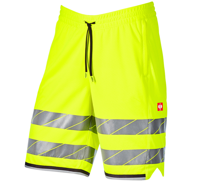 Main view, Work Trousers, High-vis functional shorts e.s.ambition, high-vis yellow/anthracite