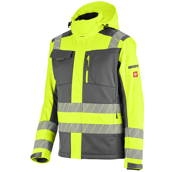 Main view, Clothing, High-vis winter softshell jacket e.s.motion 24/7, anthracite/high-vis yellow