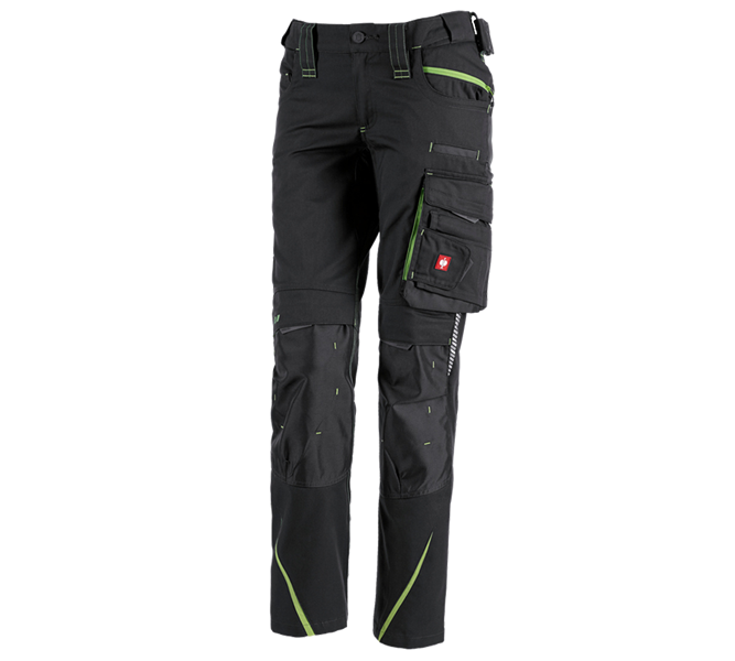 Main view, e.s.motion 2020 black/seagreen, Ladies' trousers e.s.motion 2020, black/seagreen