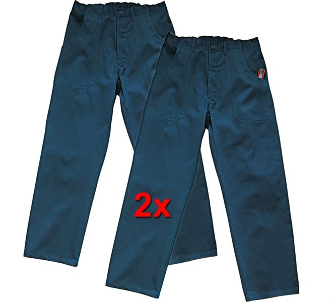 Main view, Work Trousers, Basic - cotton Trousers, pack of 2, navy
