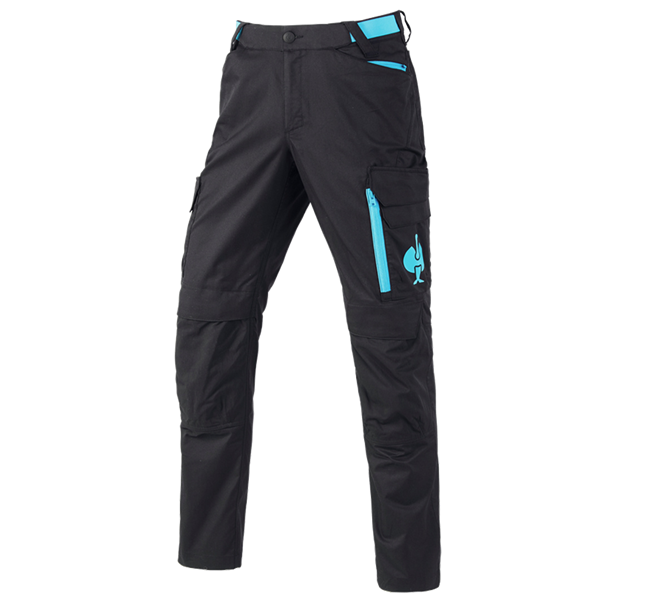 Vue principale, e.s.trail, Pantalon à taille élastique e.s.trail, noir/lapis turquoise