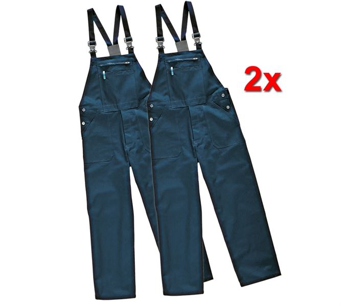 Main view, Work Trousers, Basic - cotton Bib and Brace (pack of 2), navy