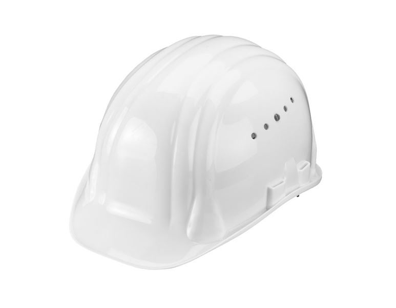 Vue principale, Protection de la tête, Casque Baumeister, 6 points, fermeture rotative, blanc