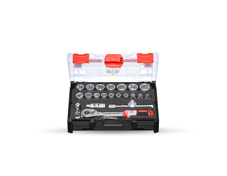 Main view, Tools, Socket wrench set pro 3/8 in STRAUSSbox mini