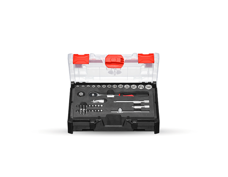 Main view, Tools, Socket wrench set lockfix 1/4 in STRAUSSbox mini