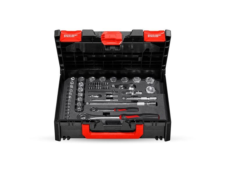 Main view, Tools, Socket wrench set lockfix 1/4+1/2 in STRAUSSbox