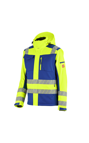 High-vis winter softshell jacket e.s.motion 24/7 royal/high
