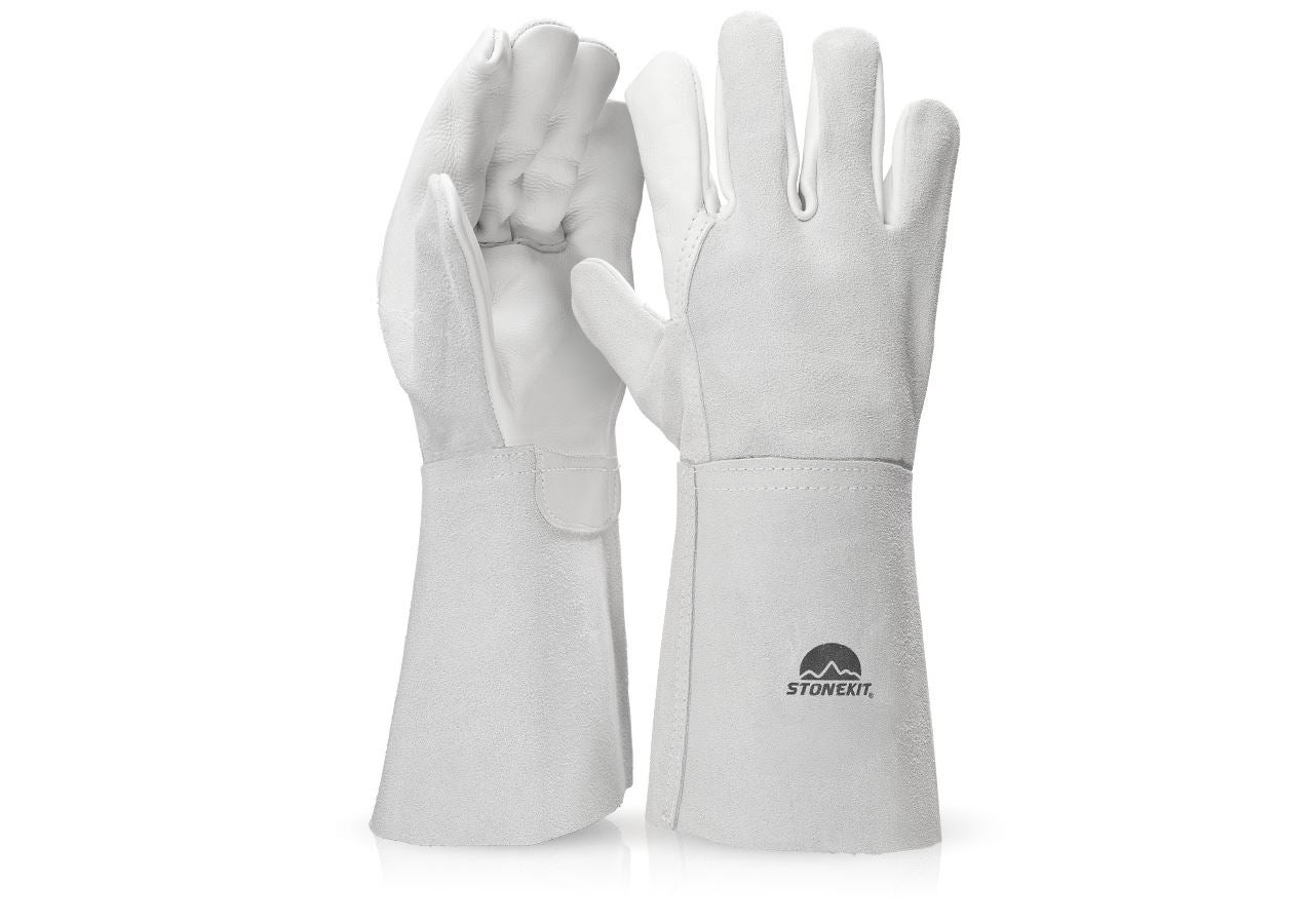 Leather: Leather welder's gloves, long