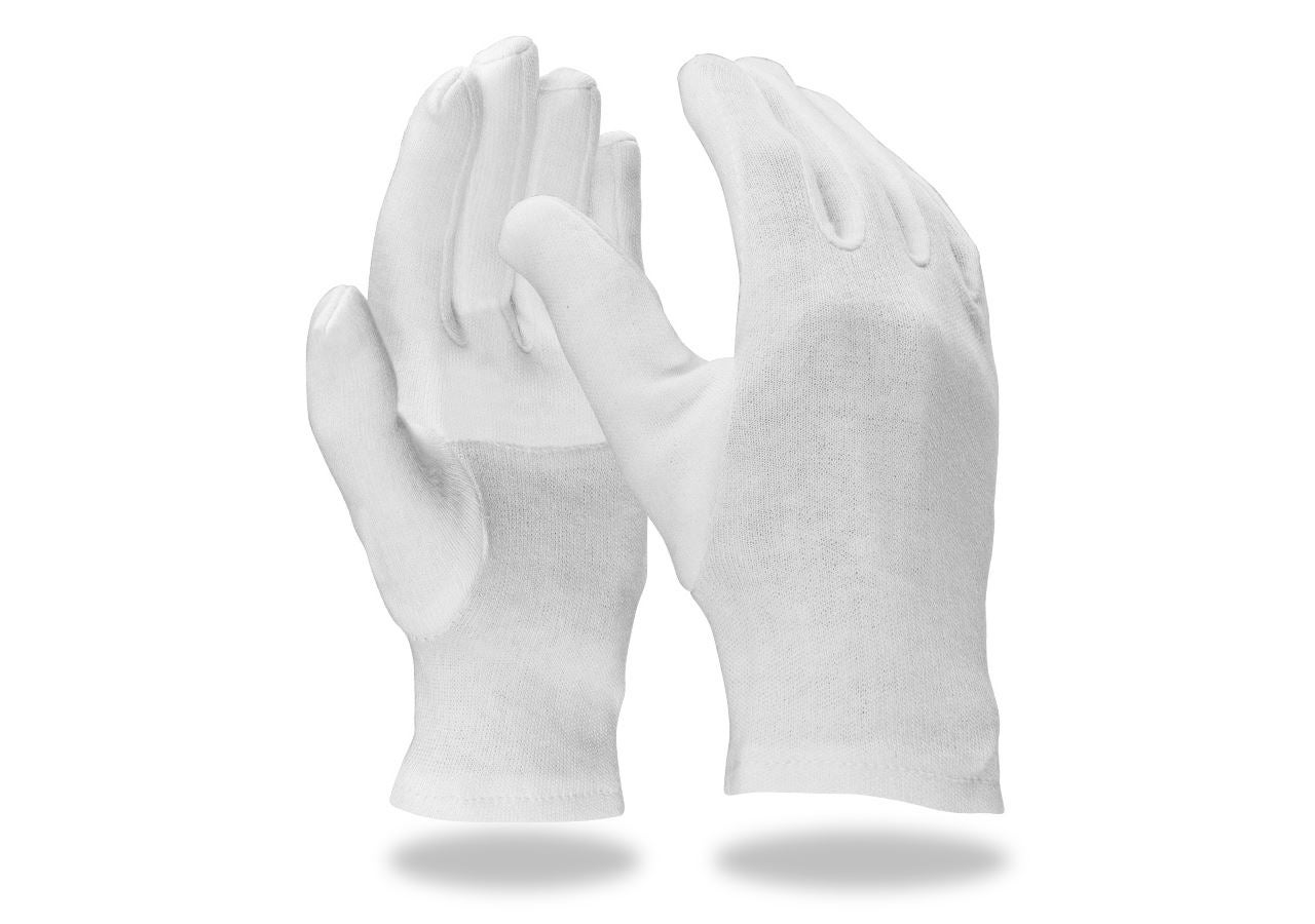 Textile: Cotton fourchette gloves, reinforced, pack of 12 + white