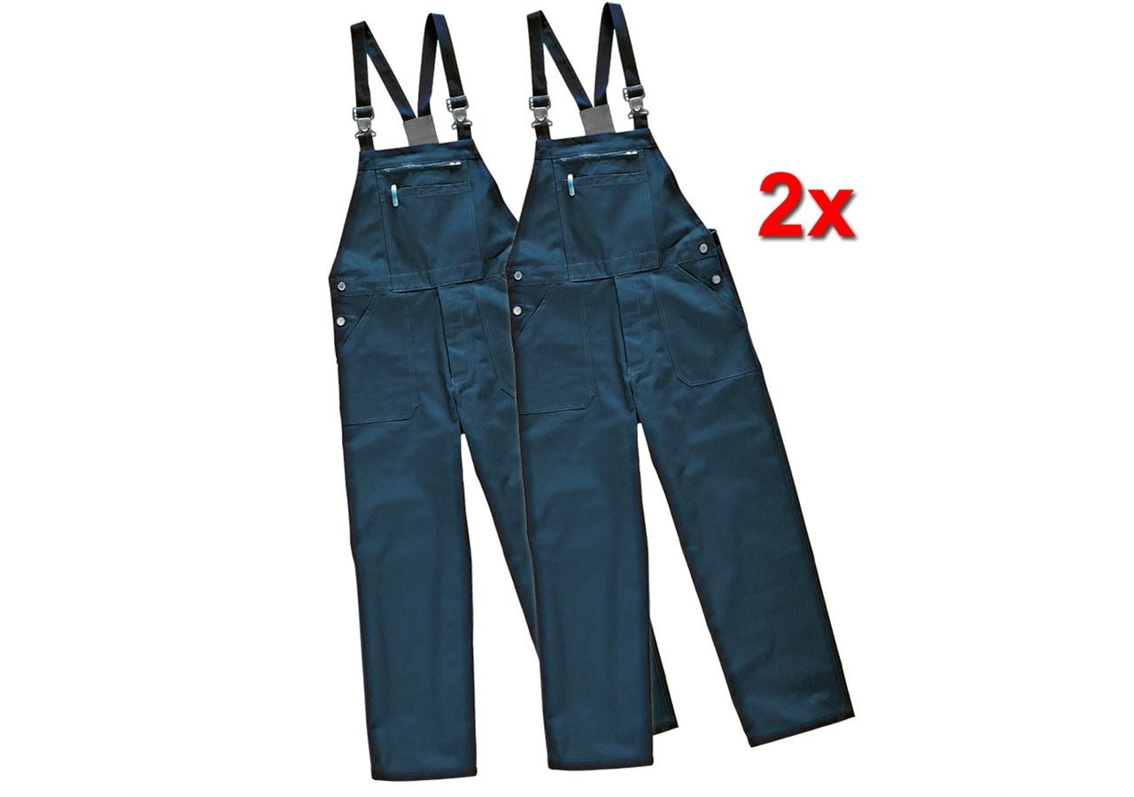 Work Trousers: Basic - cotton Bib and Brace (pack of 2) + navy