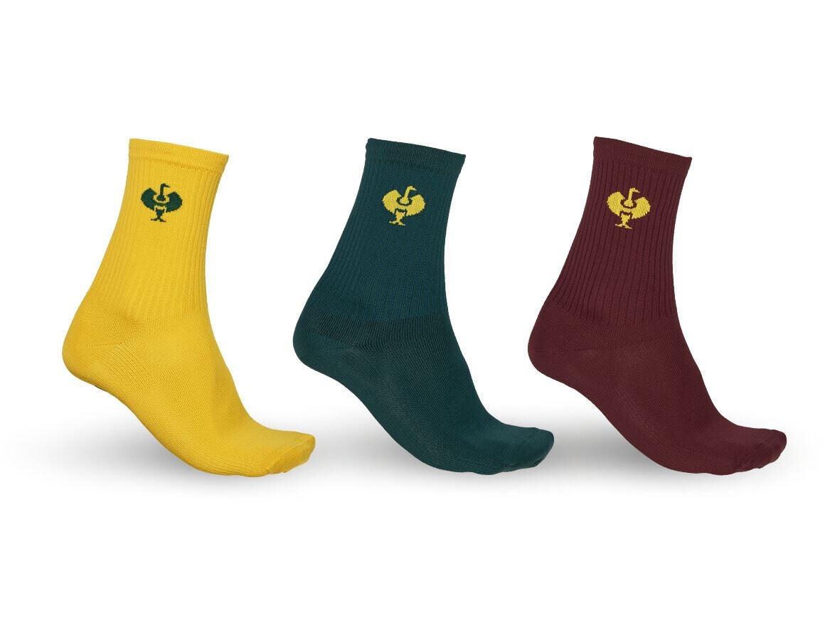 Socks: Functional socks e.s.trail light/high, pack of 3 + emeraldgreen+mahoganyred+chromeyellow
