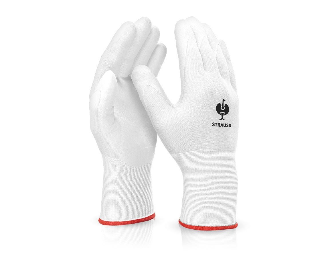 Coated: PU micro gloves + white