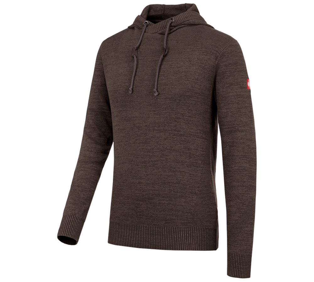 Shirts, Pullover & more: e.s. Knitted hoody + bark melange