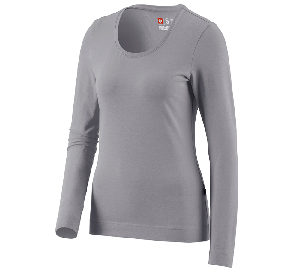 Hauts: e.s. Longsleeve cotton stretch, femmes + platine