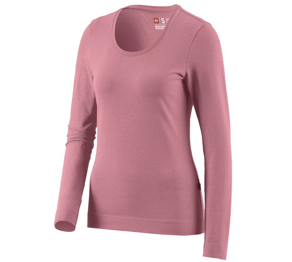 Hauts: e.s. Longsleeve cotton stretch, femmes + vieux rose