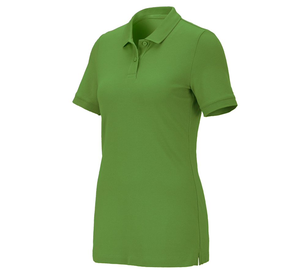 Hauts: e.s. Piqué-Polo cotton stretch, femmes + vert d'eau