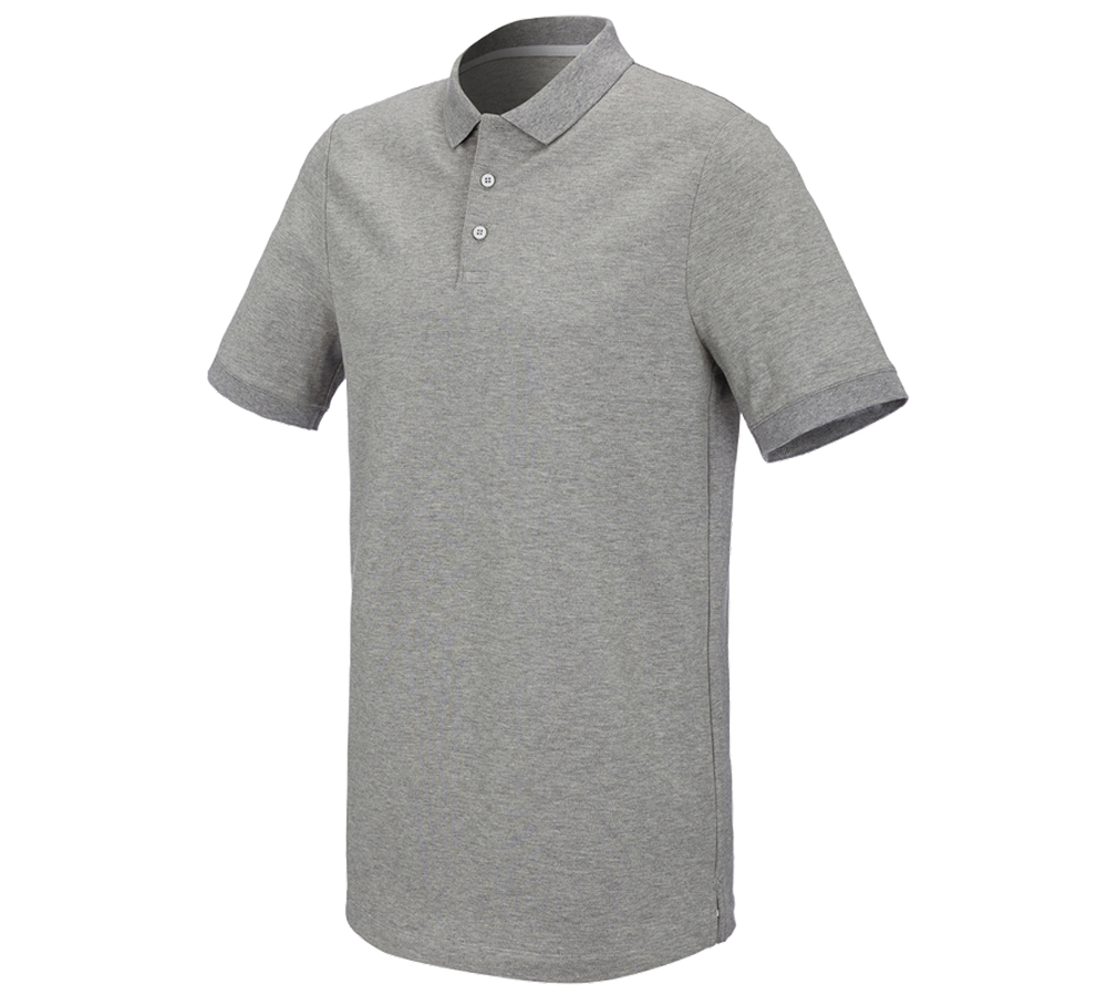 Topics: e.s. Piqué-Polo cotton stretch, long fit + grey melange