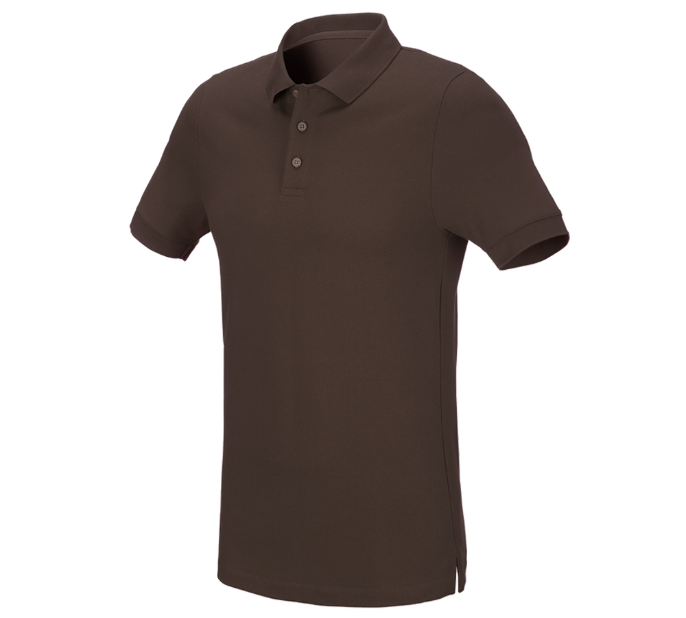 Thèmes: e.s. Pique-Polo cotton stretch, slim fit + marron