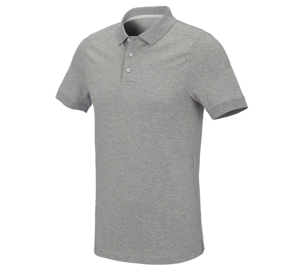 Shirts, Pullover & more: e.s. Pique-Polo cotton stretch, slim fit + grey melange