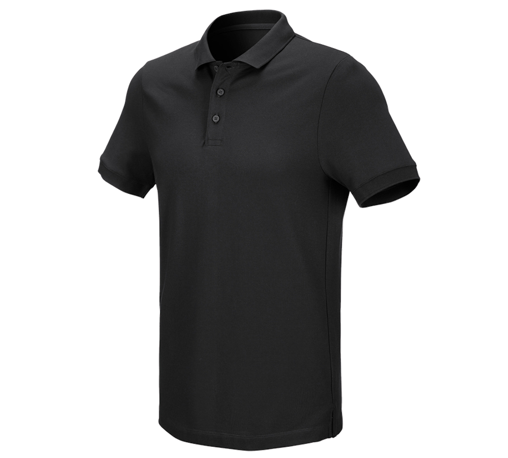 Hauts: e.s. Pique-Polo cotton stretch + noir