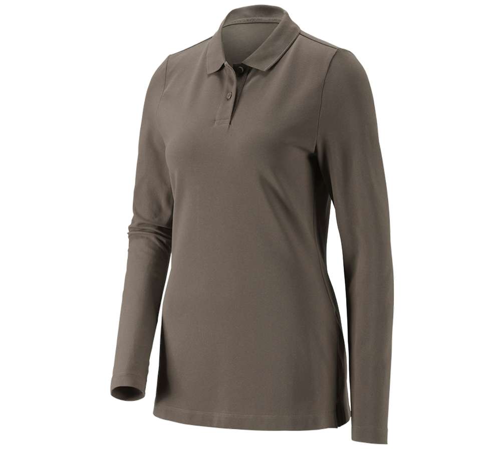 Hauts: e.s. Pique-Polo longsleeve cotton stretch,femmes + pierre