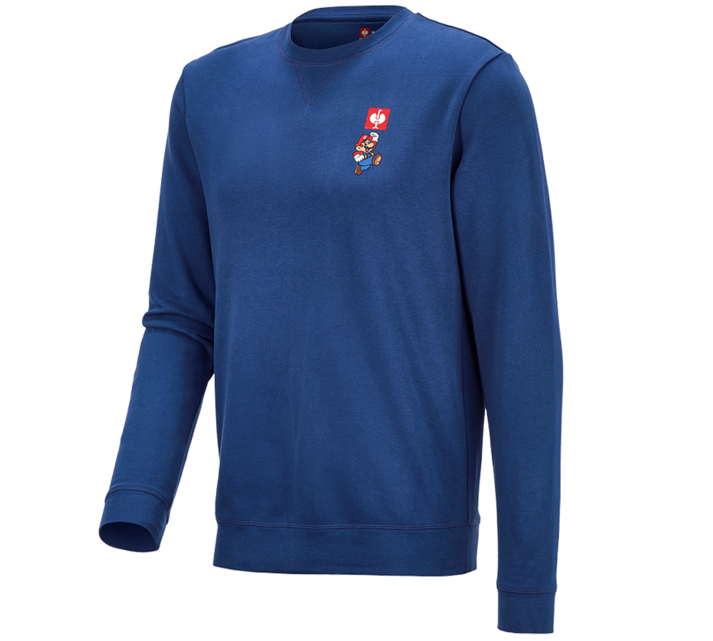 Hauts: Super Mario Sweatshirt, hommes + bleu alcalin