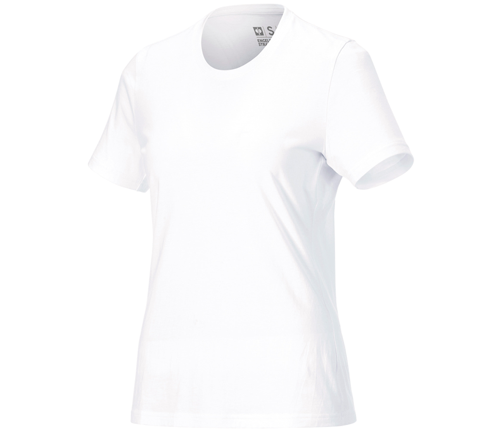 Hauts: e.s. T-Shirt cotton light, femmes + blanc