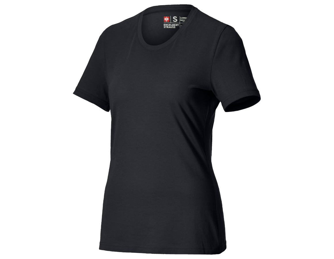 Vêtements: e.s. Piqué-T-Shirt cotton light, femmes + noir