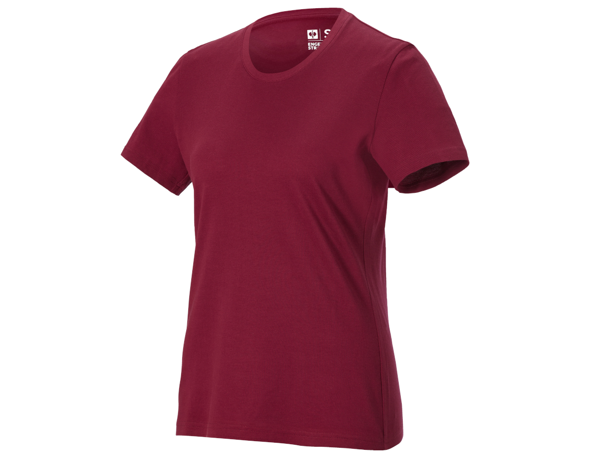 Vêtements: e.s. Piqué-T-Shirt cotton light, femmes + bordeaux