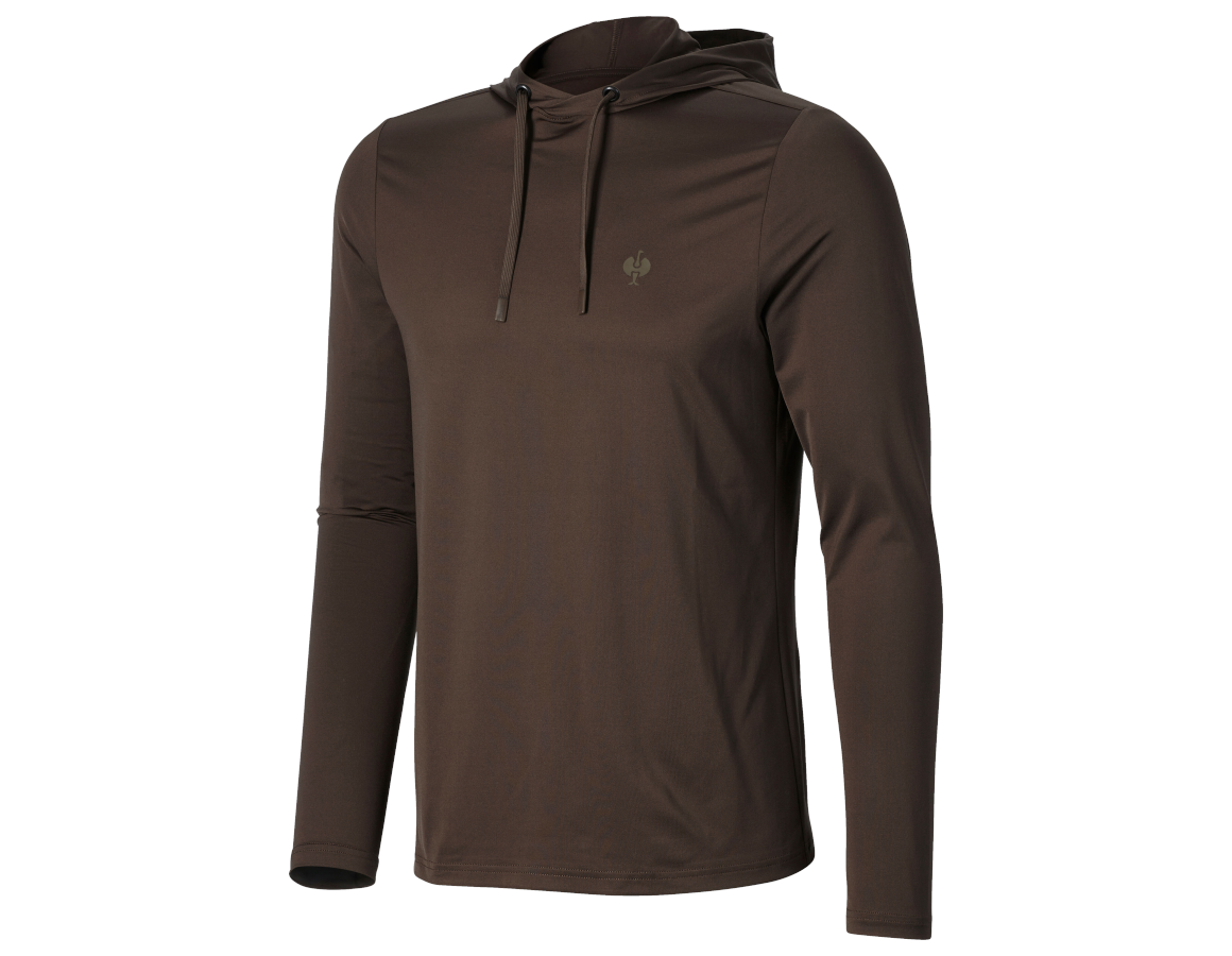 Hauts: Longsleeve à capuche fonctionnel UV e.s.trail + marron/noisette
