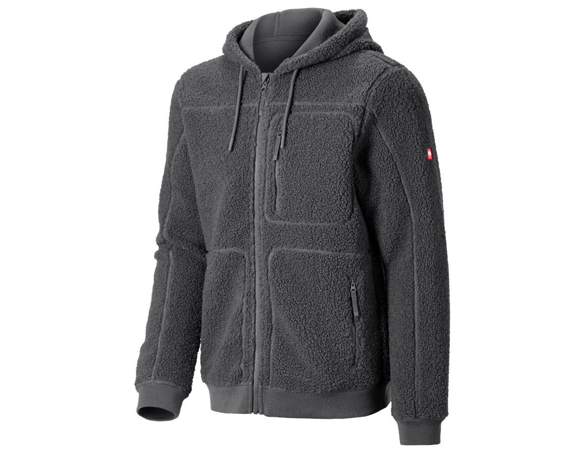 Work Jackets: Faux fur hooded jacket e.s.e:pic + carbongrey