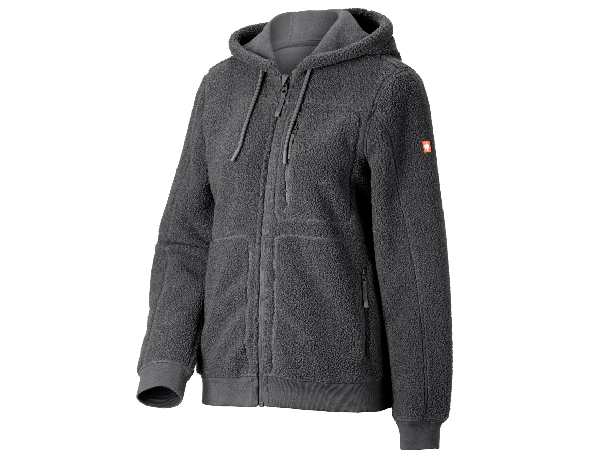 Vestes de travail: Veste à capuche fibre polaire e.s.e:pic, femmes + gris carbone