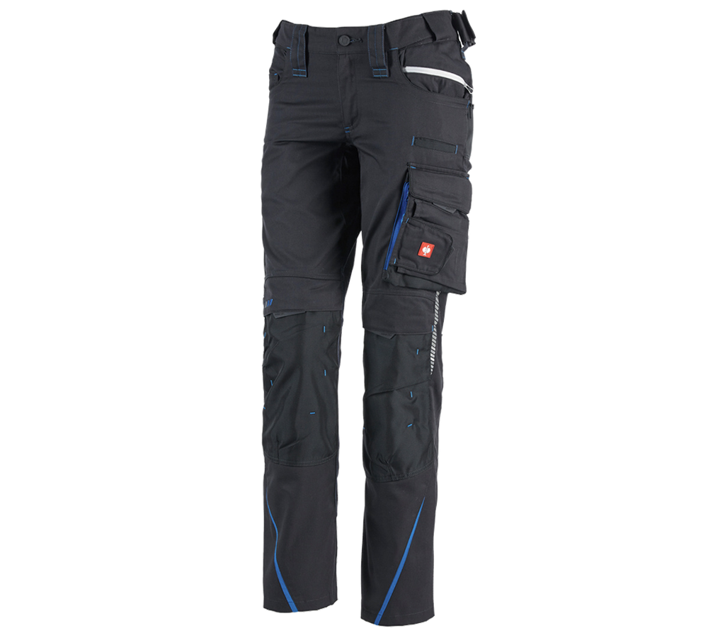Pantalons de travail: Pantalon pour femmes e.s.motion 2020 d'hiver + graphite/bleu gentiane