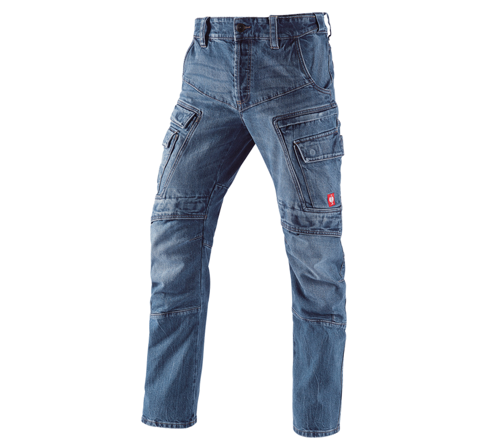 Work Trousers: e.s. Cargo worker jeans POWERdenim + stonewashed