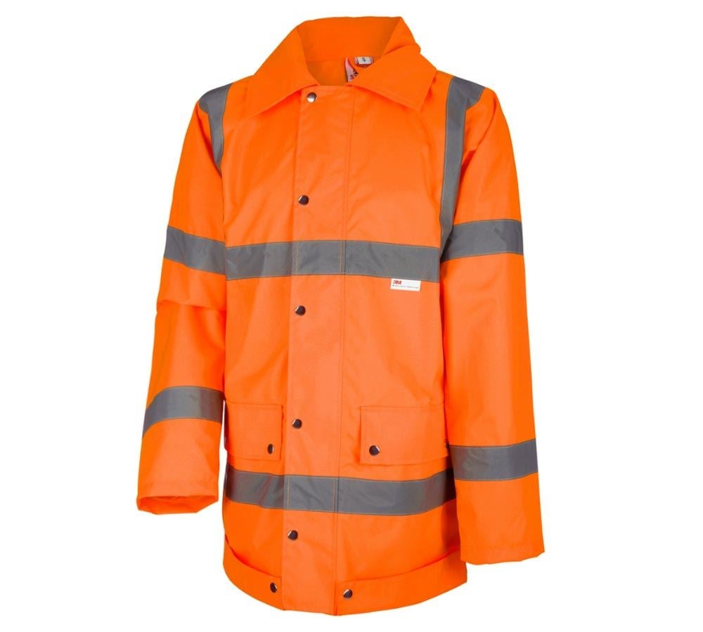 Work Jackets: STONEKIT High-vis rain jacket + high-vis orange